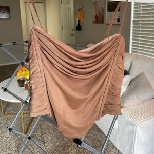 Brown Ruched Corset Top